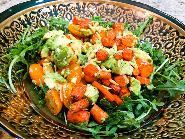Spice Roasted Carrot and Avocado Salad